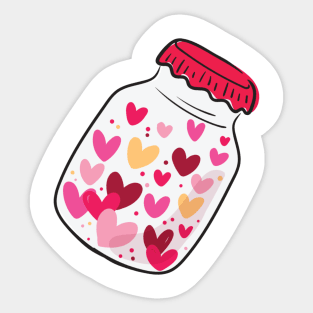 Jar of colored hearts Sticker